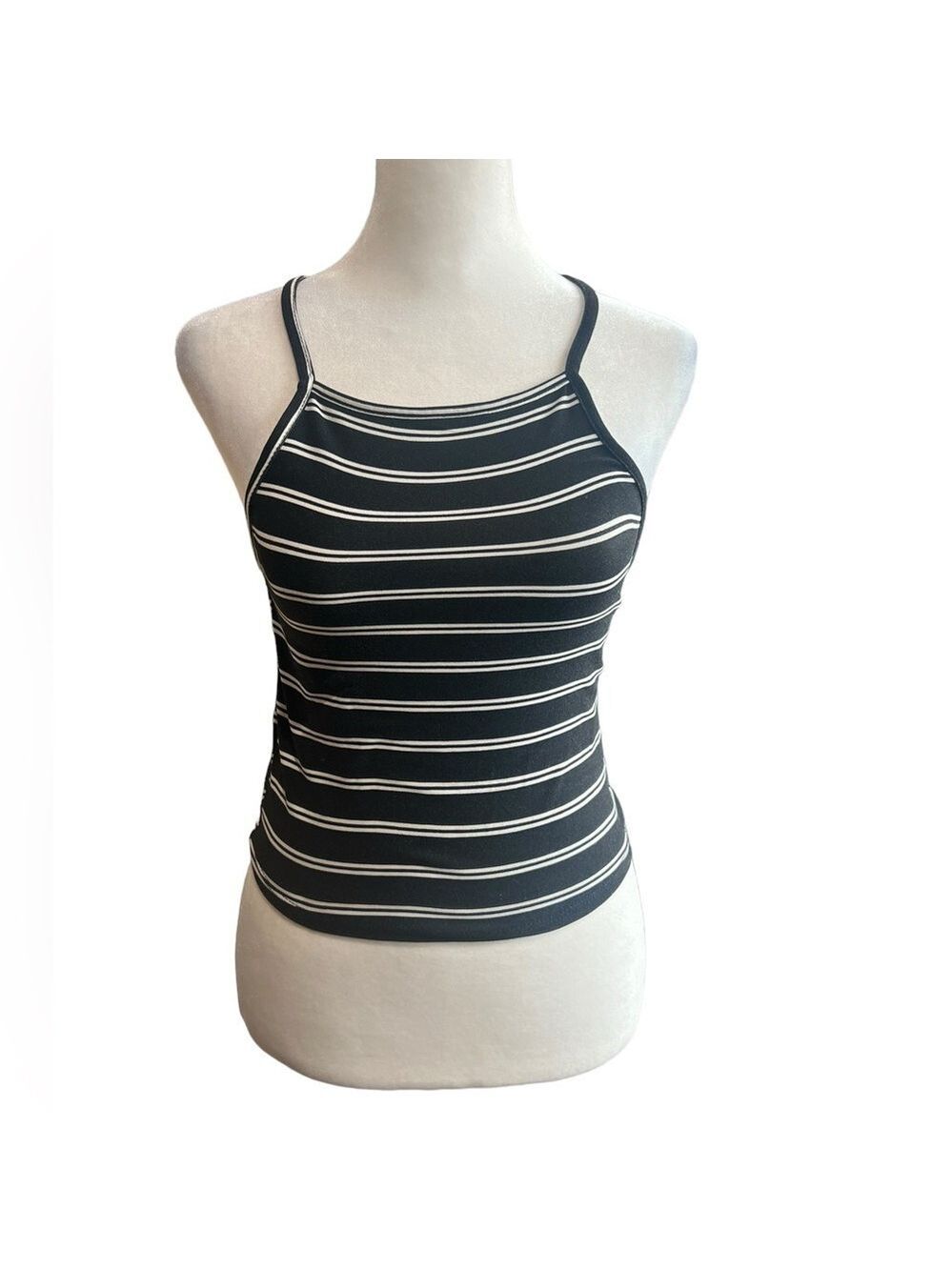 Streetwear Society Black and White Striped Sleeveless Shirt